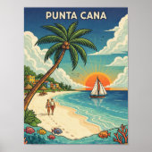 Punta Cana Dominicaanse Republiek Oude Reisposter Poster (Voorkant)