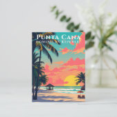 Punta Cana Dominicaanse Republiek Retro Beach Reiz Briefkaart (Staand voorkant)
