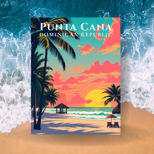 Punta Cana Dominicaanse Republiek Retro Beach Reiz Briefkaart