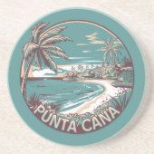 Punta Cana Dominicaanse Republiek Travel Art Badge Zandsteen Onderzetter (Voorkant)
