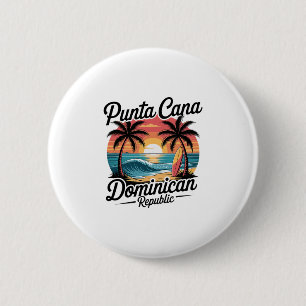 Punta Cana Dominicaanse Republiek Tropisch Strand Ronde Button 5,7 Cm
