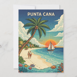 Punta Cana Dominicaanse Republiek Vintage Reis Kaart