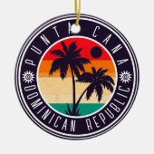 Punta Cana Dominicaanse Retro Palm Trees Familie Keramisch Ornament (Voorkant)