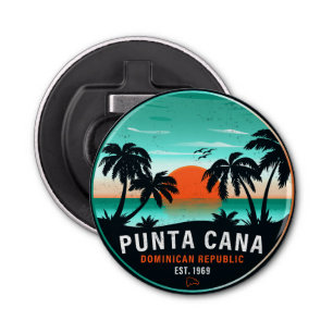 Punta Cana Dominicaanse Retro Sunset Souvenir 60s Button Flesopener