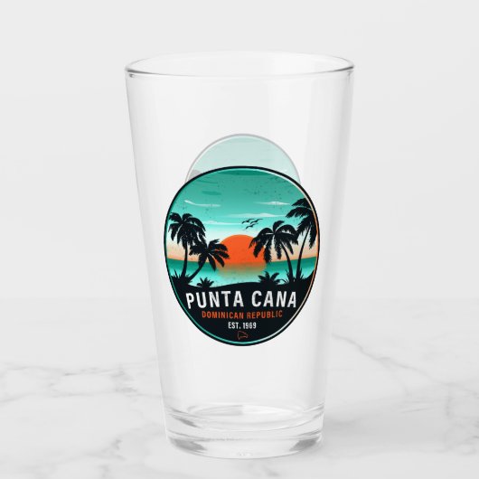 Punta Cana Dominicaanse Retro Sunset Souvenir 60s Glas (Voorkant)