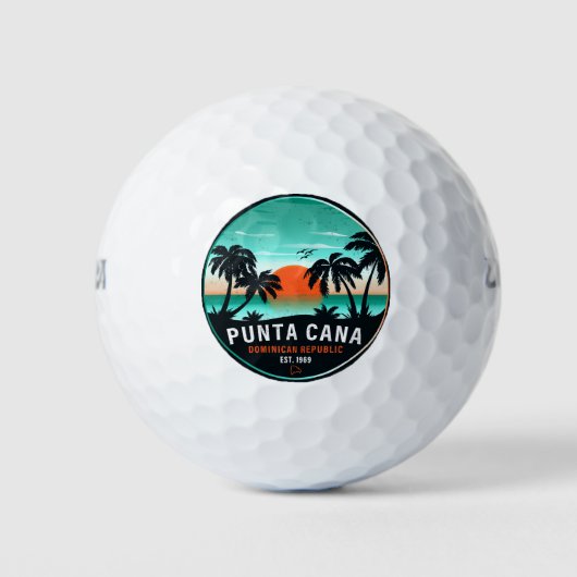 Punta Cana Dominicaanse Retro Sunset Souvenir 60s Golfballen (Voorkant)