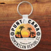 Punta Cana Dominicaanse Retro Sunset Souvenir 60s Sleutelhanger (Voorkant)
