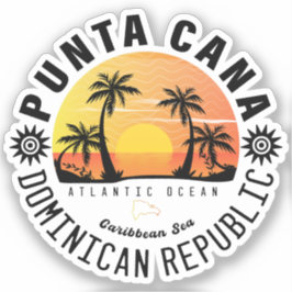 Punta Cana Dominicaanse Retro Sunset Souvenir 60s Sticker