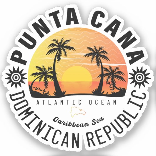 Punta Cana Dominicaanse Retro Sunset Souvenir 60s Sticker (Voorkant)