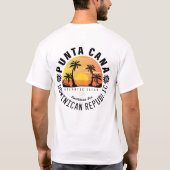 Punta Cana Dominicaanse Retro Sunset Souvenir 60s T-shirt (Achterkant)