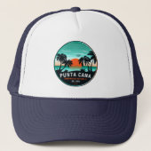 Punta Cana Dominicaanse Retro Sunset Souvenir 60s Trucker Pet (Voorkant)