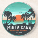 Punta Cana Dominicaanse Retro Sunset Souvenir 60s Zandsteen Onderzetter<br><div class="desc">Punta Cana retro strandontwerp voor vakantie. Punta Cana Caribische eiland  souvenir om naar het Caribische eiland te reizen. Punta Cana strandwerk voor Dominicaanse vakantiegangers en backpackers. Punta Cana in het Caribische retro souvenir. Ontwerp voor backpackers en reis naar de Dominicaanse Republiek. Caraïbisch eiland met  strandsouvenir voor vakantieoorden.</div>