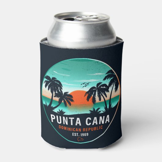Punta Cana Dominicaanse Retro Sunset Souvenir 80s Blikjeskoeler (Blikje Voorkant)