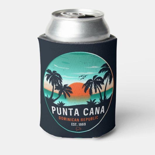 Punta Cana Dominicaanse Retro Sunset Souvenir 80s Blikjeskoeler (Blikje Achterkant)