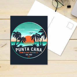 Punta Cana Dominicaanse Retro Sunset Souvenir 80s Briefkaart