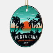 Punta Cana Dominicaanse Retro Sunset Souvenir 80s Keramisch Ornament (Rechts)