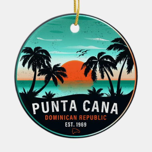 Punta Cana Dominicaanse Retro Sunset Souvenir 80s Keramisch Ornament (Voorkant)