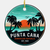 Punta Cana Dominicaanse Retro Sunset Souvenir 80s Keramisch Ornament (Achterkant)