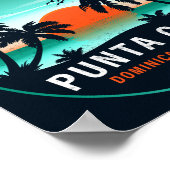 Punta Cana Dominicaanse Retro Sunset Souvenir 80s Poster (Hoek)