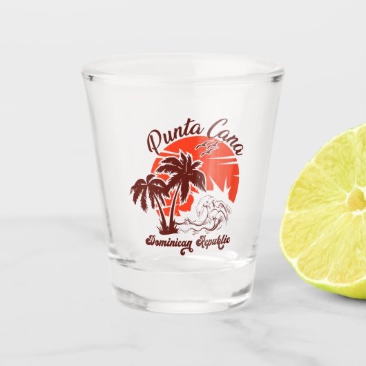 Punta Cana Dominicaanse Retro Sunset Souvenir 80s Shot Glas (Voorkant)