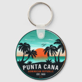 Punta Cana Dominicaanse Retro Sunset Souvenir 80s Sleutelhanger (Achterkant)