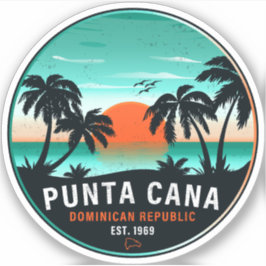 Punta Cana Dominicaanse Retro Sunset Souvenir 80s Sticker