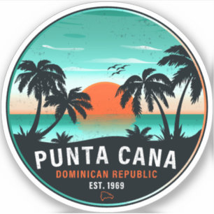 Punta Cana Dominicaanse Retro Sunset Souvenir 80s Sticker