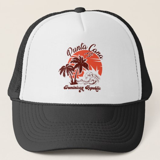 Punta Cana Dominicaanse Retro Sunset Souvenir 80s Trucker Pet (Voorkant)
