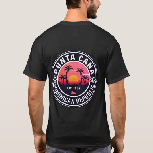 Punta Cana Dominicaanse Retro Sunset Souvenirs 60s T-shirt (Achterkant)