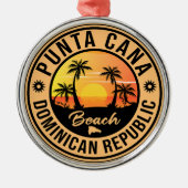 Punta Cana Dominican Beach  Retro Metalen Ornament (Voorkant)