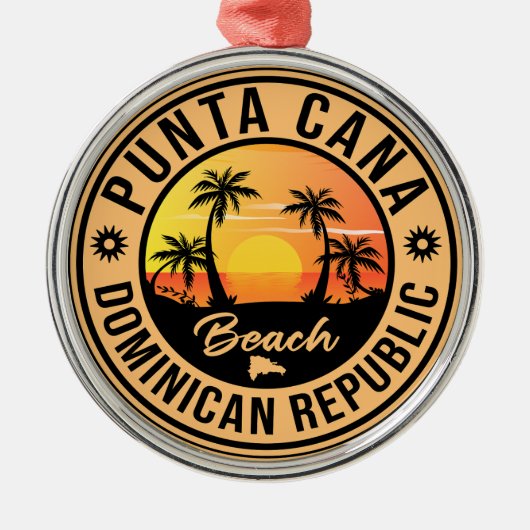 Punta Cana Dominican Beach  Retro Metalen Ornament (Voorkant)