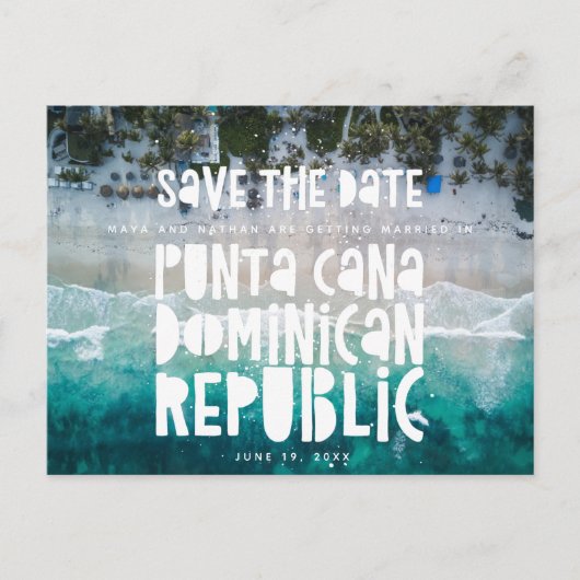 Punta Cana Dominican Beach Wedding Bewaar de datum Aankondigingskaart (Voorkant)
