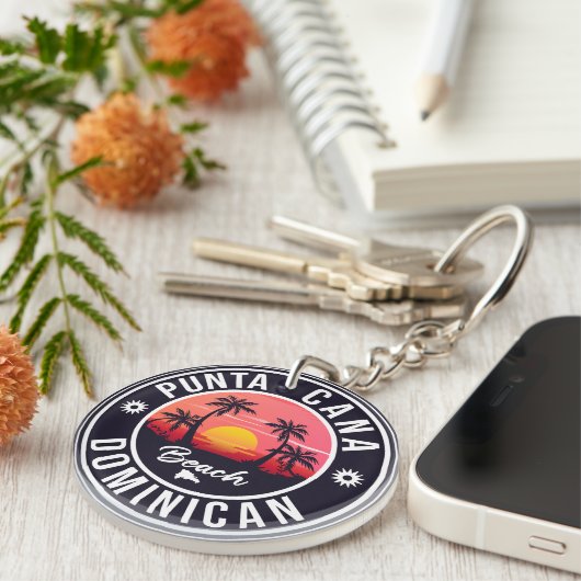 Punta Cana Dominican Palm Tree Beach  Sleutelhanger (Voorkant Rechts)