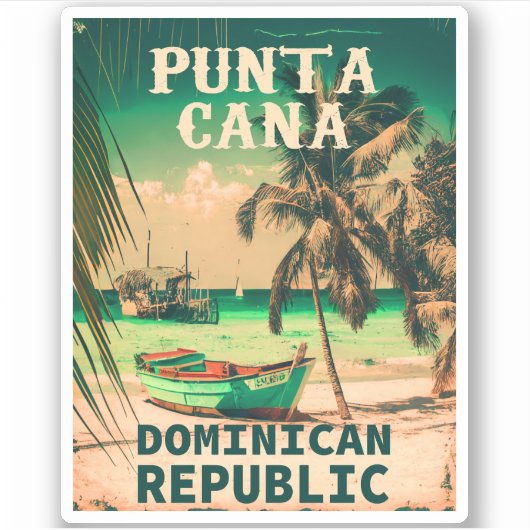 Punta Cana Dominican Palm Tree Beach  Sticker (Voorkant)