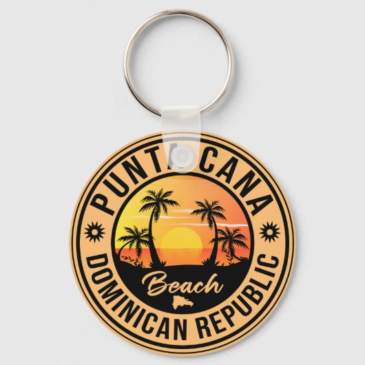 Punta Cana Dominican Palm Tree Beach Vintage Sleutelhanger (Voorkant)