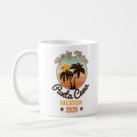 Punta Cana Dominican Palm Tree Retro Sunset 60 s Koffiemok (Links)