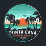 Punta Cana Dominican Palm Tree Retro Sunset 60 s Magneet<br><div class="desc">Punta Cana retro strandontwerp voor vakantie. Punta Cana Caribische eiland  souvenir om naar het Caribische eiland te reizen. Punta Cana strandwerk voor Dominicaanse vakantiegangers en backpackers. Punta Cana in het Caribische retro souvenir. Ontwerp voor backpackers en reis naar de Dominicaanse Republiek. Caraïbisch eiland met  strandsouvenir voor vakantieoorden.</div>