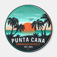Punta Cana Dominican Palm Tree Retro Sunset 60 s