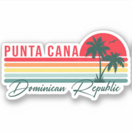 Punta Cana Dominican Palm Tree Retro Sunset 60 s Sticker