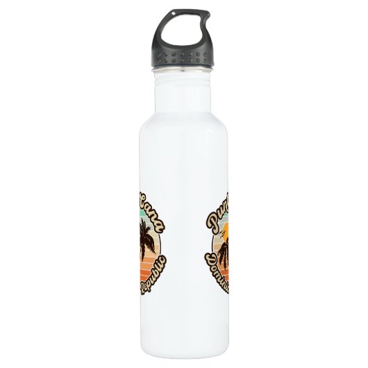 Punta Cana Dominican Palm Tree Retro Sunset 60 s Waterfles (Voorkant)