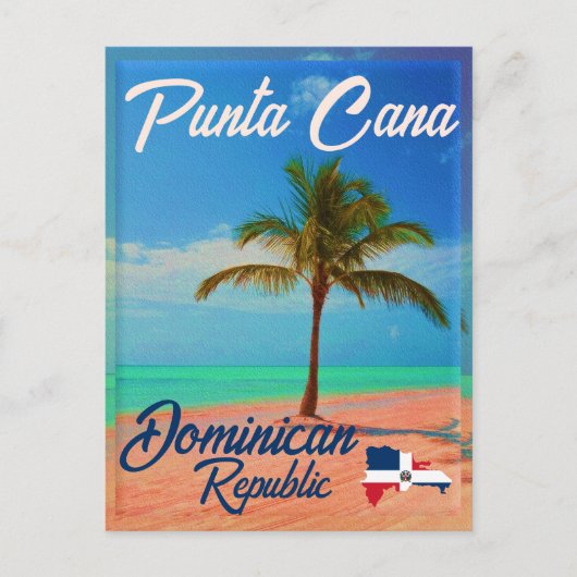 Punta Cana Dominican Palm Tree Retro Sunset Briefkaart (Voorkant)