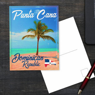 Punta Cana Dominican Palm Tree Retro Sunset Briefkaart