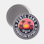 Punta Cana Dominican Palm Tree Retro Sunset Magneet (Voorkant / Achterkant)