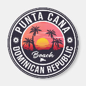 Punta Cana Dominican Palm Tree Retro Sunset Magneet (Voorkant)