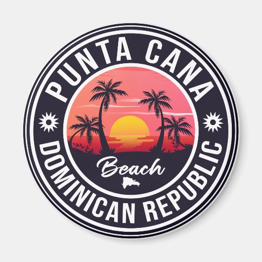 Punta Cana Dominican Palm Tree Retro Sunset Magneet (Voorkant)
