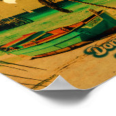 Punta Cana Dominican Palm Tree Retro Sunset Poster (Hoek)