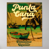 Punta Cana Dominican Palm Tree Retro Sunset Poster (Voorkant)