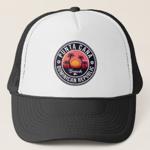 Punta Cana Dominican Palm Tree Retro Sunset Trucker Pet