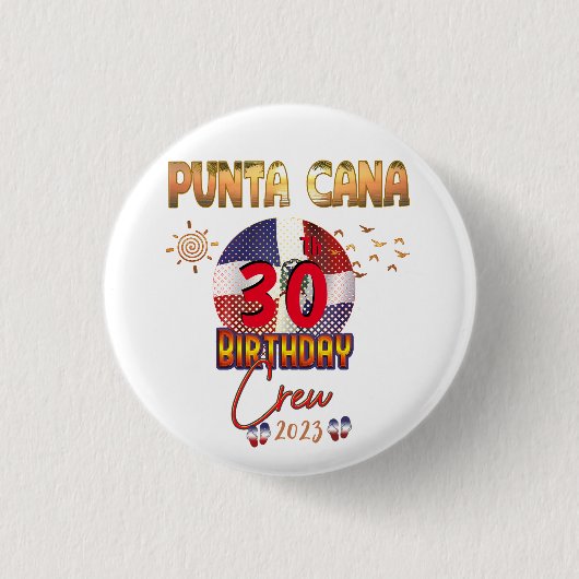Punta Cana Dominican Republic Birthday Matching Ronde Button 3,2 Cm (Voorkant)