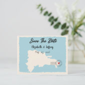 Punta Cana Dominican Republic Map Save the Date Briefkaart (Staand voorkant)
